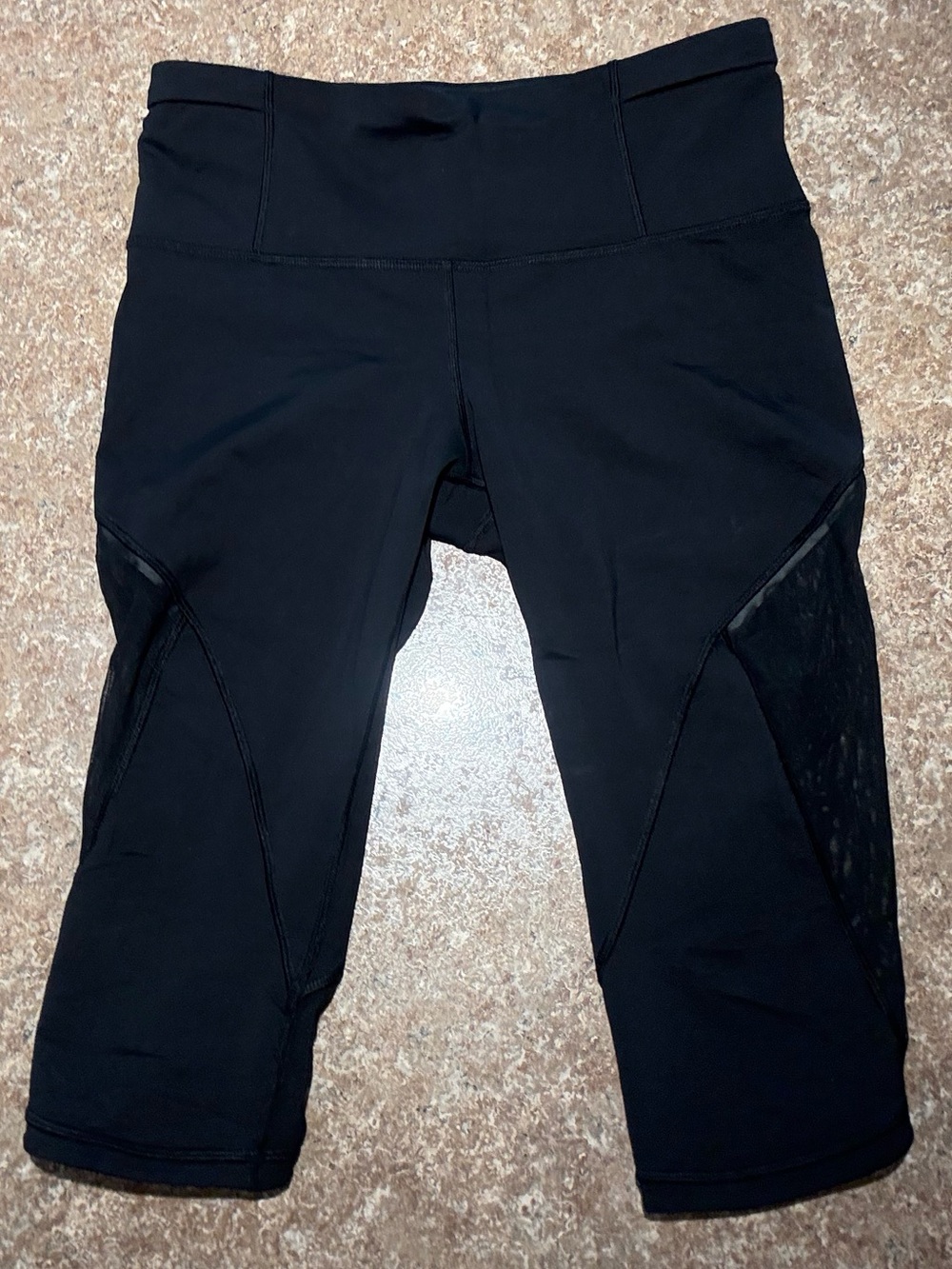 Lululemon Cropped Athletic Leggings with Side Mesh Panels